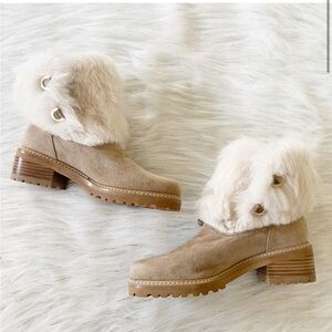 NEW Stuart Weitzman Faux Fur Lined Suede Boots